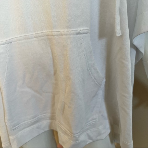 DKNY White Poncho Hooded Sweatshirt with Black Sequins Logo - Picture 6 of 9